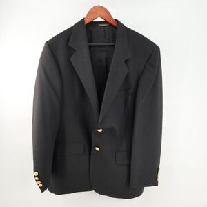 Hardwick Clothes‎ Black Blazer Jacket Made in USA Menswear Size 42R Gold Buttons